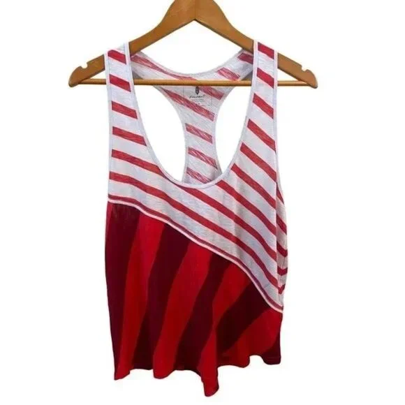 Free People Movement Keep Rolling Red Stripe Racerback Tank Top - Picture 4 of 8